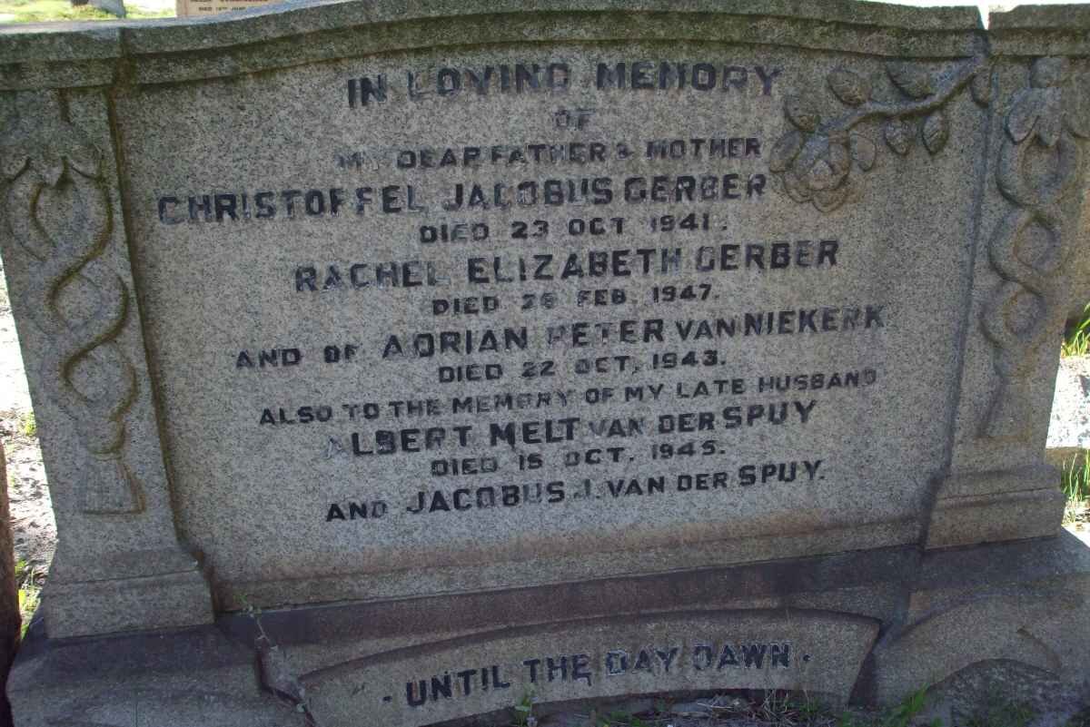 GERBER Christoffel Jacobus -1941 &amp; Rachel Elizabeth -1947