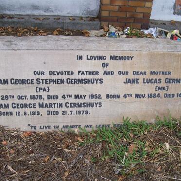 GERMSHUYS William George Stephen 1878-1952 &amp; Jane Lucas 1884-1952 :: GERMSHUYS William George Martin 1919-1979