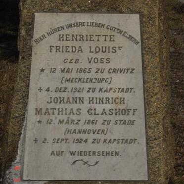 GLASHOFF  Johann Hinrich Mathias 1861-1924 &amp; Henriette Frieda Louise VOSS 1865-1921