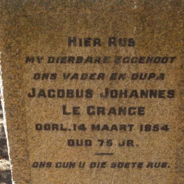 GRANGE Jacobus Johannes, le -1954