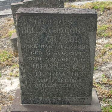 GRANGE Johannes P.J., le 1906-1971 &amp; Helena Jacoba HARTZENBERG 1901-1958