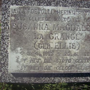 GRANGE Susanna Magdalena, la nee ELLIS 1893-1982