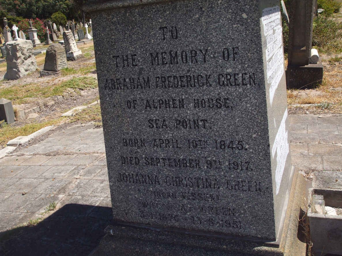 GREEN Abraham Frederick 1845-1917 &amp; Johanna Christina VISSER -1870-1951