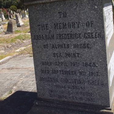 GREEN Abraham Frederick 1845-1917 &amp; Johanna Christina VISSER -1870-1951