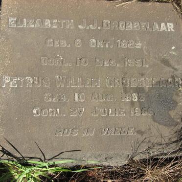 GROBBELAAR Petrus Willem 1883-1956 &amp; Elizabeth J.J. 1885-1951
