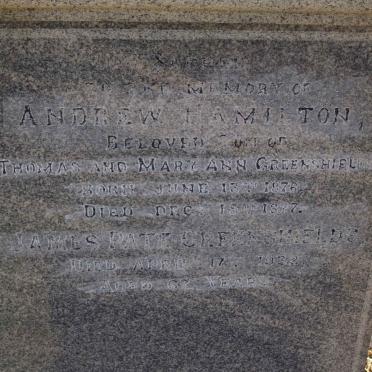 GREENSHIELDS James Pate -1932 :: GREENSHIELDS Andrew Hamilton 1876-1877 ::