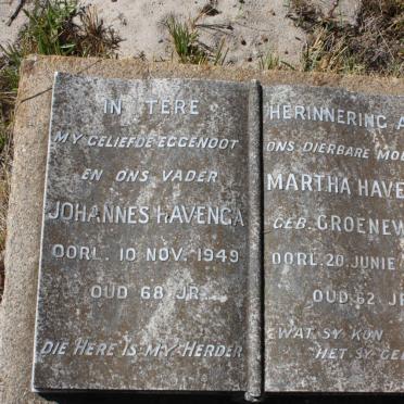 HAVENGA Johannes -1949 &amp; Martha GROENEWALD -1953