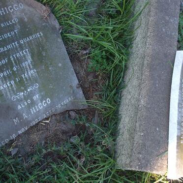 HIGGO Charles -1898 :: HIGGO M.A. -1927 :: HIGGO Elizabeth -1931 