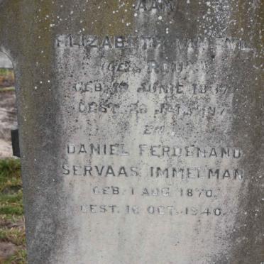 IMMELMAN Daniel Ferdenand Servaas 1870-1940 :: IMMELMAN Elizabeth van Zyl nee ROUX 1837-1917
