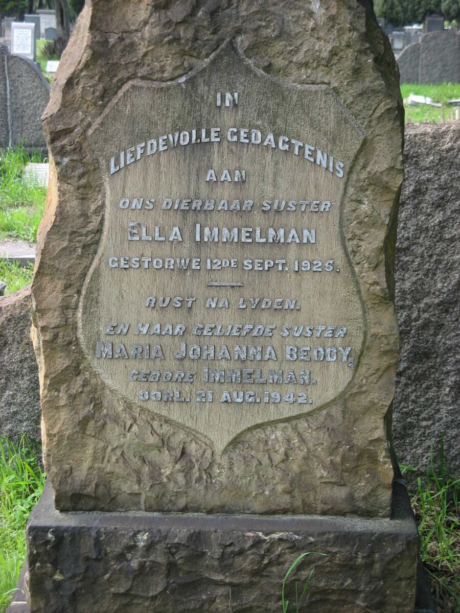 IMMELMAN Ella -1925 :: BEDDY Maria Johanna nee IMMELMAN -1942