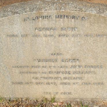 IRWIN George 1890-1963 :: FORBES Harriet Agnes 1857-1944