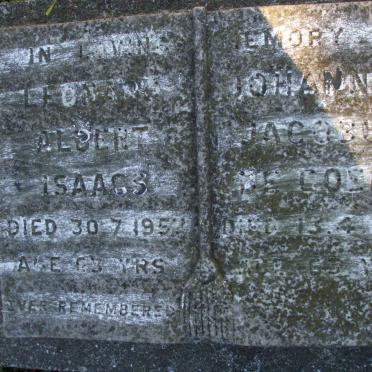 ISAACS Leonard Albert -1957 :: DE GOEDE Johannes Jacobus -1963
