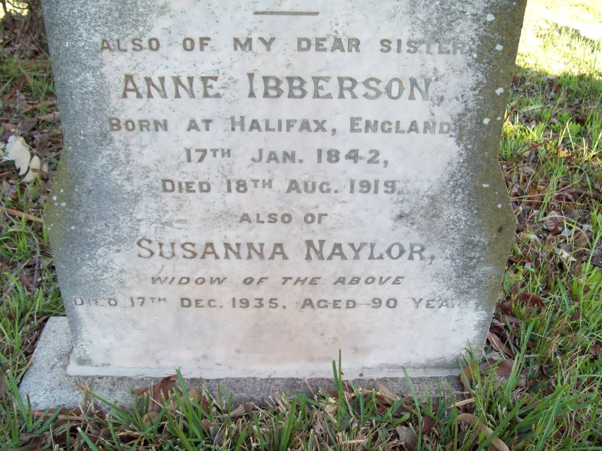 IBBERSON Anne 1842-1919 :: NAYLOR Susanna -1935