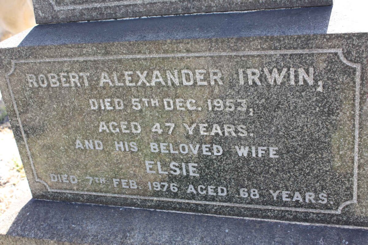 IRWIN Robert Alexander -1953 &amp; Elsie -1976