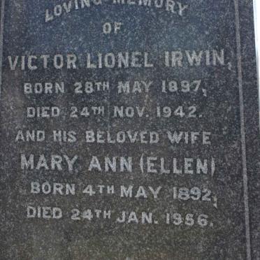 IRWIN Victor Lionel 1897-1942 &amp; Mary Ann 1892-1956