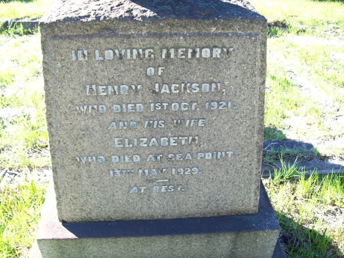 JACKSON Henry -1921 &amp; Elizabeth -1929