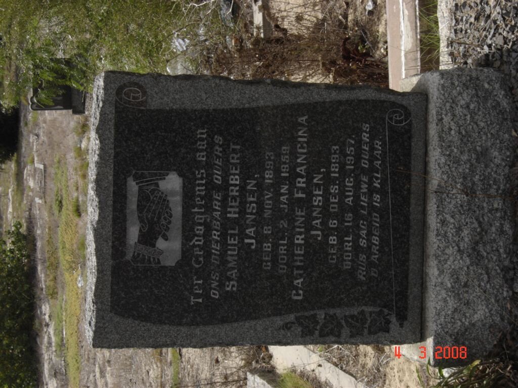 JANSEN Samuel Herbert 1893-1959 &amp; Catherine Francina 1893-1957