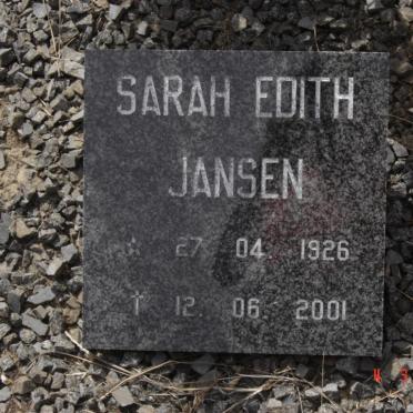 JANSEN Sarah Edith 1926-2001