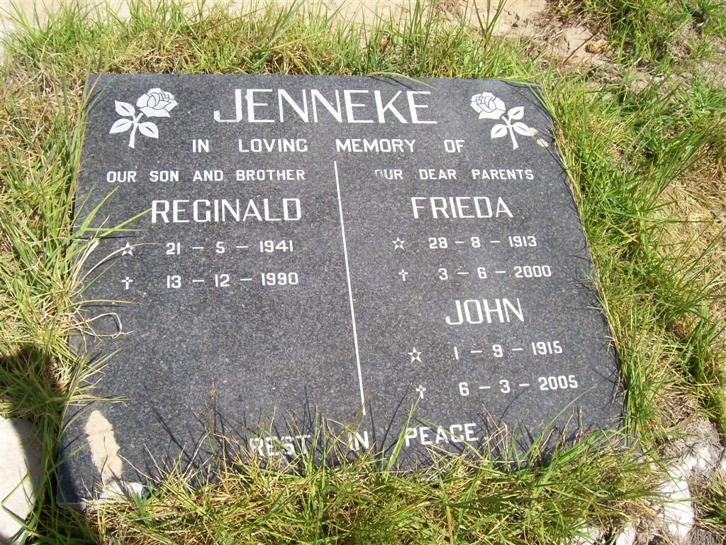 JENNEKE John 1915-2005 &amp; Frieda 1913-2000 :: JENNEKE Reginald 1941-1990