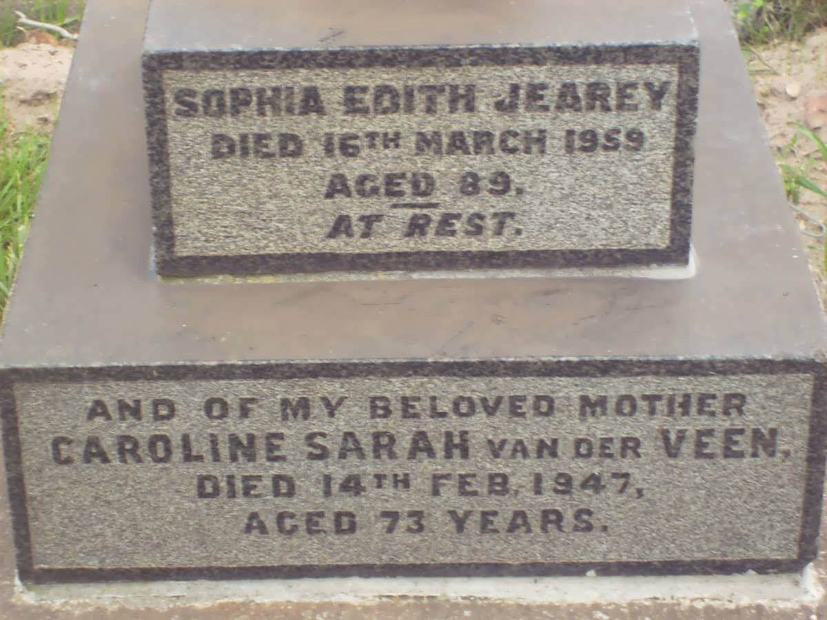 JEAREY Sophia Edith -1959 :: VEEN Caroline Sarah, van der -1947