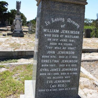 JENKINSON Cyril James 1909-1989 &amp; Eva REID 1912-1992 