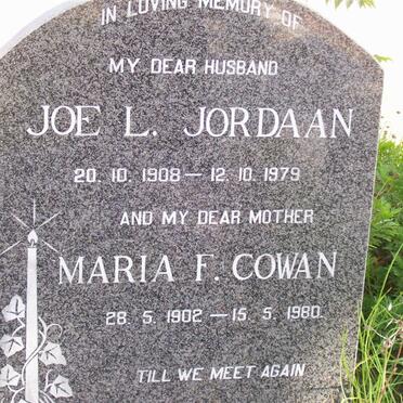 JORDAAN Joe L. 1908-1979 :: COWAN Maria F. 1902-1980