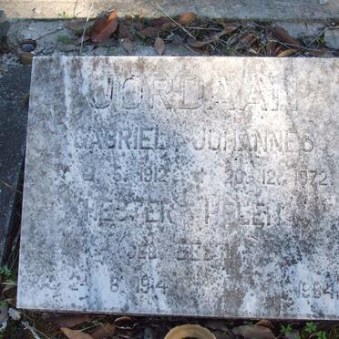 JORDAAN Gabriel Johannes 1912-1972 &amp; Hester Heleen 1914-1984