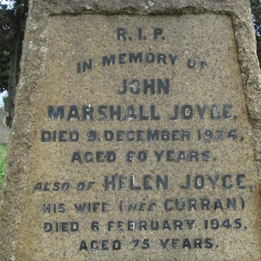 JOYCE John Marshall -1924 &amp; Helen CURRAN 1945
