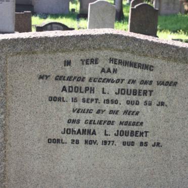 JOUBERT Adolph L. -1950 &amp; Johanna L. -1977
