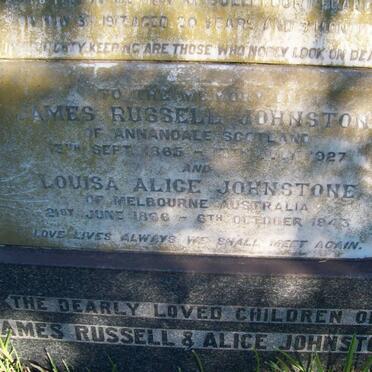 JOHNSTONE James Russell 1865-1927 &amp; Louisa Alice 1866-1943