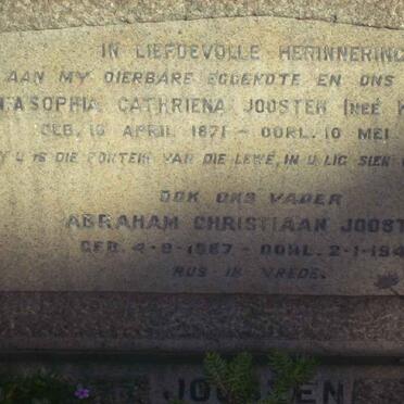 JOOSTEN Abraham Christiaan 1867-1949 &amp; Anna Sophia Cathriena KRUGER 1871-1944