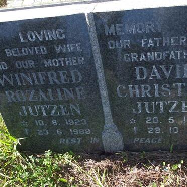 JUTZEN David Christian 1922-1990 &amp; Winifred Rozaline 1923-1988