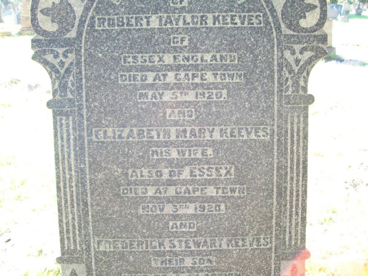 KEEVES Robert Taylor -1920 &amp; Elizabeth Mary 1920 :: KEEVES Frederick Stewart -1915