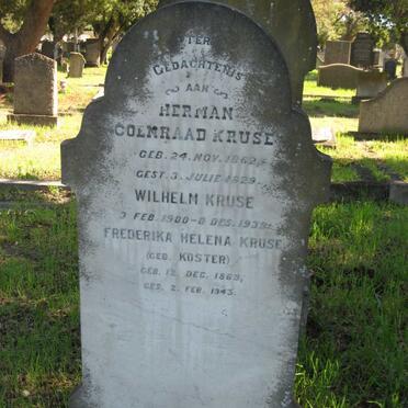 KRUSE Herman Coenraad 1862-1929 :: KRUSE Wilhelm 1900-1939 :: KRUSE Frederika Helena nee KOSTER 1869-1943