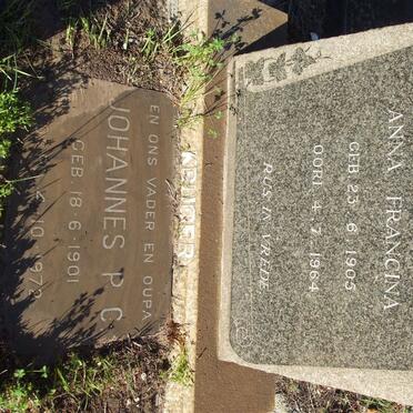 KRUGER Johannes P.C. 1901-1972 &amp; Anna Francina 1905-1964