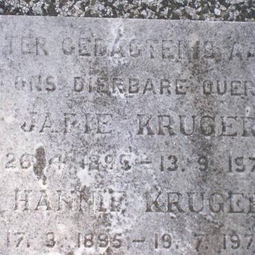 KRUGER Japie 1895-1970 &amp; Hannie 1895-1973