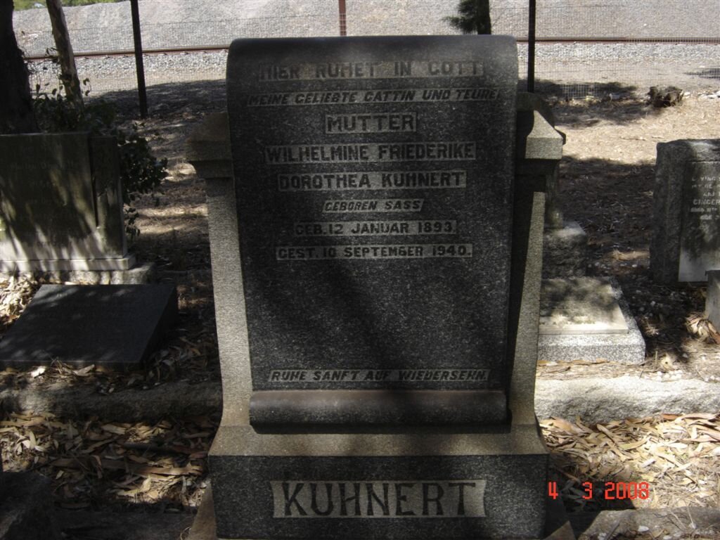 KUHNERT Wilhelmine Friederike Dorothea nee SASS 1893-1940