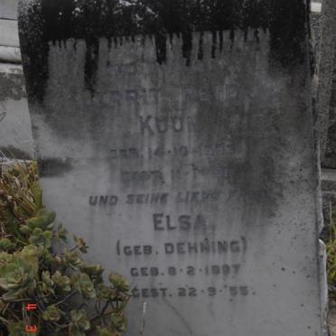 KUUN Gerrit Peter 1893-1952 &amp; Elsa DEHNING 1897-1955