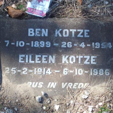 KOTZE Ben 1899-1954 &amp; Eileen 1914-1986