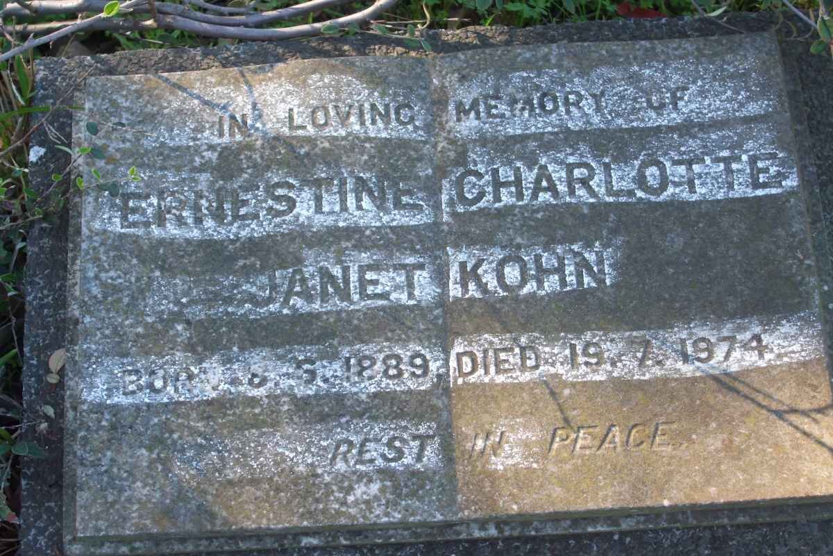 KOHN Ernestine Charlotte Janet 1889-1974