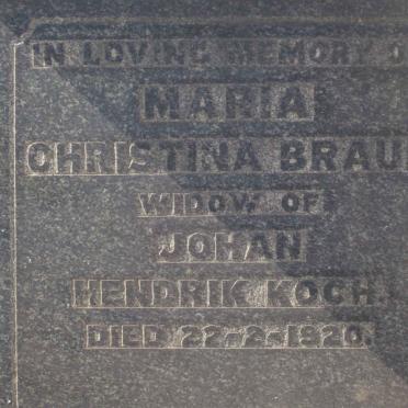 KOCH Maria Christina nee BRAUN -1920