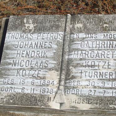 KOTZE Thomas Petrus Johannes Hendrik Nicolaas 1894-1978 &amp; Cathrina Margaretha TURNER 1898-1963