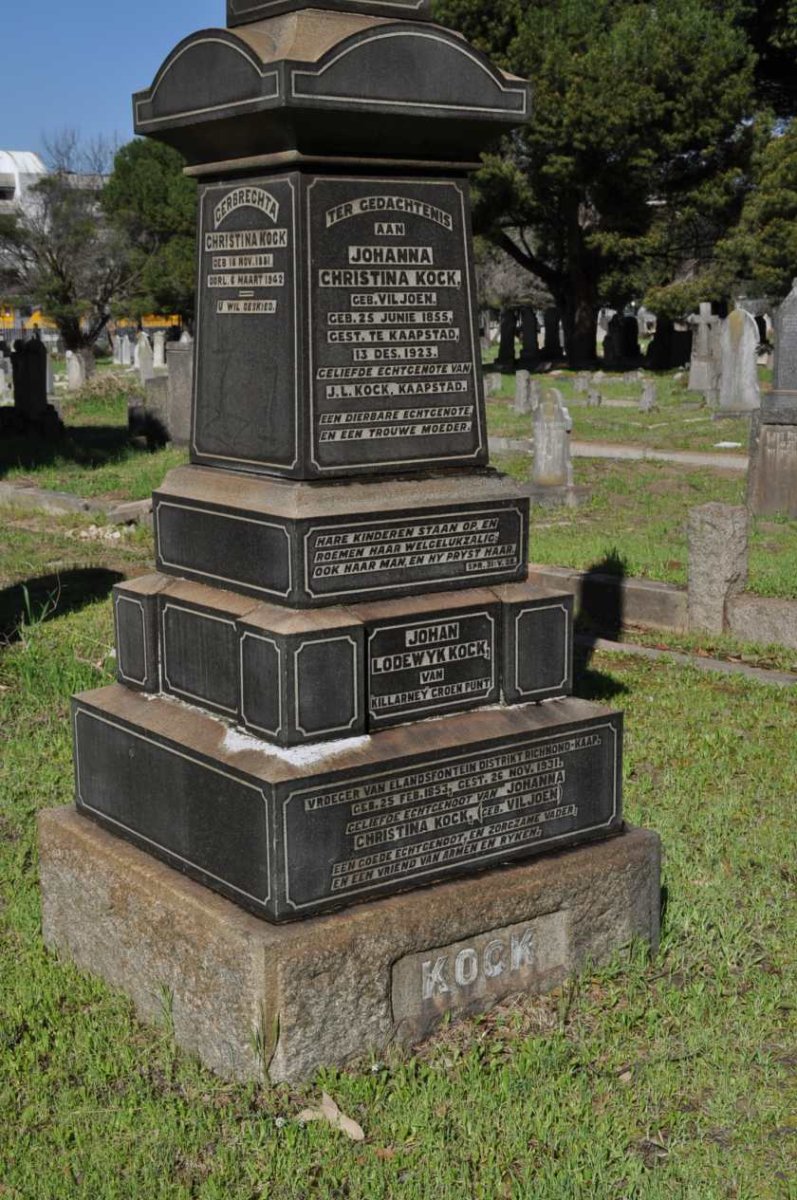 KOCK Johan Lodewyk 1853-1931 &amp; Johanna Christina VILJOEN 1855-1923 :: KOCK Gerbrechta Christina 1881-1942