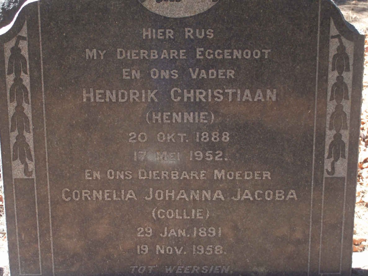KOCK Hendrik Christiaan, de 1888-1952 &amp; Cornelia Johanna Jacoba 1891-1958