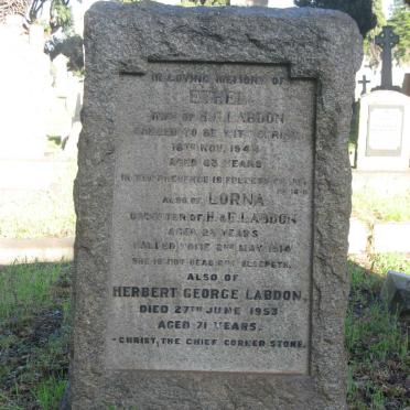 LABDON Herbert George -1953 &amp; Ethel -1944 :: LABDON Lorna -1914
