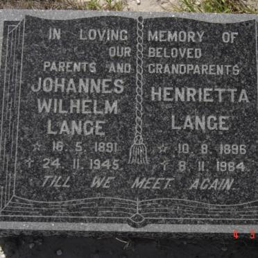 LANGE Johannes Wilhelm 1891-1945 &amp; Henrietta 1896-1984
