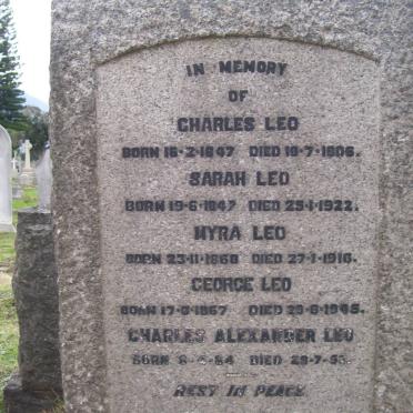 LEO Charle 1847-1906 &amp; Sarah 1847-1922 :: LEO Myra 1868-1916 :: LEO George 1867-1945 :: LEO Charles Alexander 1884-195?
