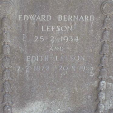 LEFSON Edward Bernard   -1934 &amp; Edith 1872-1958