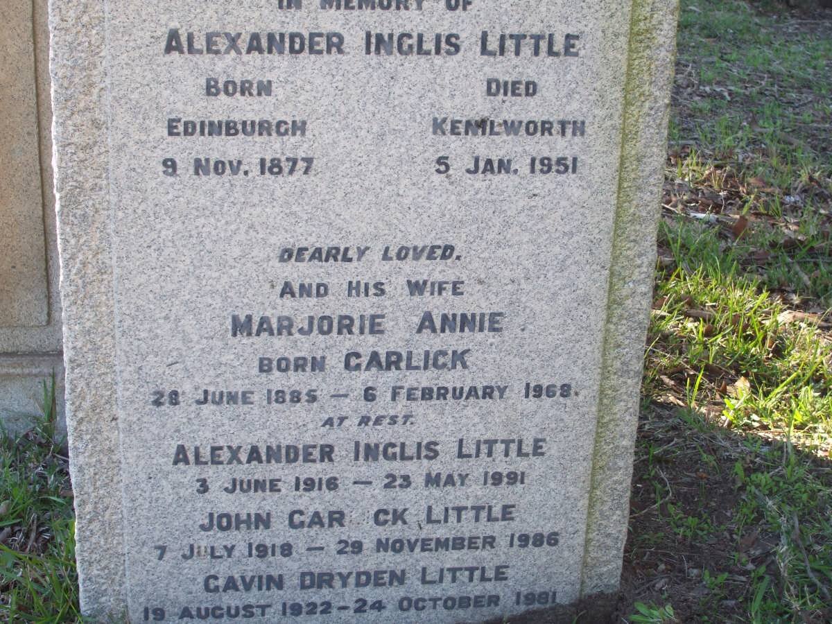 LITTLE Alexander Inglis 1877-1951 &amp; Marjorie Annie GARLICK 1885-1968