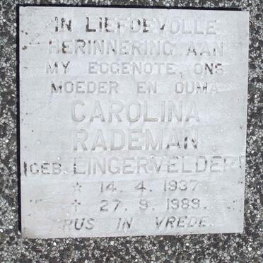 RADEMAN Carolina nee LINGERVELDER 1937-1989